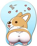 Moptmos 3D Mouse Pad Ergonomic Mouse Pad with Gel Wrist Rest Support Anime Corgi Dog Mouse Pad for Computer, Laptop, Home & Office (Blue)