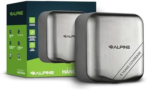 Alpine Industries Hemlock Automatic Hand Dryer - Heavy Duty Stainless Steel | 1800Watts | 110-120Volts (Brushed Stainless Steel)