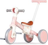 LOL-FUN Toddler Balance Bike for 1 2 Year Old, 5 in 1 Baby Bicycle for Boys Girls Present, 3 Wheel Kids Tricycle with Parent Steering Push Handle