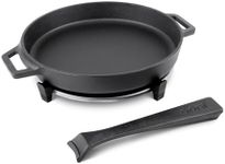 Ooni Cast Iron Pan - Griddle Cast Iron Pan - Cast Iron Cookware with Removable Handle - Cast Iron Griddle - Pre-Seasoned Oven Safe - Grill, Barbecue, BBQ Accessories (Skillet Pan)