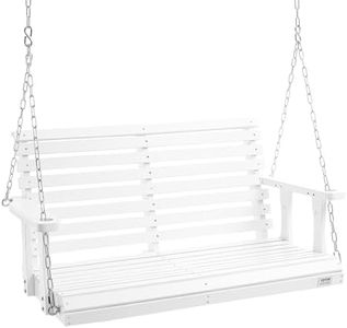 VEVOR Wooden Porch Swing 4 ft, Patio Bench Swing for Courtyard & Garden, Upgraded 880 lbs Strong Load Capacity, Heavy Duty Swing Chair Bench with Hanging Chains for Outdoors, White