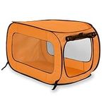 Beatrice Home Fashions Portable, Collapsible, Pop Up Travel Pet, Cat and Dog Kennel, 32.5" L x 19.5" W x 19.5" H, Orange