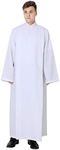 IvyRobes Front Wrap White Clergy ALB Church Worship Alb Garment, White, Small(5'6"-5'9")
