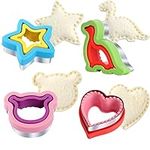 Sandwich Cutter and Sealer Set,4pcs Bread Sandwich Sealer Decruster Maker and DIY Sandwich Cookie Cutters for Kids Bento Box(Including Dinosaur,Heart,Star and Bear)