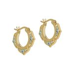 Origami Owl Disney Aladdin Princess Jasmine Mini Hoop Earrings With Aqua Crystals, Adorable & Lightweight, Gold, Brass, No Gemstone