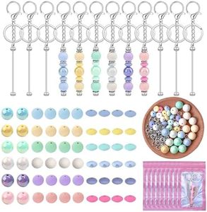 SUIMZESTI 133 Pcs Beadable Keychains Bars Set, Bulk Keychain Making Kit for Women with Spacer Acrylic Silicone Beads for Keychains Making Accessories DIY Crafts Gifts