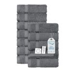 SALBAKOS Luxury Hotel and Spa Turkish Cotton Eco-Friendly Washcloth Set for Bath Washcloth 12 Pieces Gray