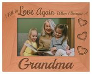 ThisWear Gift for Grandma Fell In Love Became Grandma Natural Wood Engraved 4x6 Landscape Picture Frame Wood