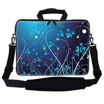 Meffort Inc Unisex Adult Laptop Messenger Bag, Blue Mini Flower Swirl, 15 Inch