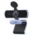 UGREEN 2K Webcam with Microphone, Dual Stereo Mics, Low Light Correction, Web Cam with Privacy Cover, Plug & Play, Camera for PC, Mac, Laptop, Zoom, Skype, Streaming, Video Calling & Conferences