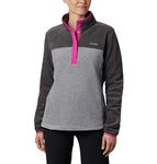 Columbia Women’s Benton Springs 1/2 Snap Pullover, Soft Fleece Jacket, Classic Fit, Light Grey Heather/Shark, 1X Plus