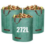 Newthinking 3 Pack Heavy Duty Garden Refuge Sacks, 272 L/Sack, Reusable Garden Waste Bags with Secure Handles and Flexible Hoop, Leaf Mould Bags for Garden Tidying Grass Cuttings and Leaves