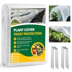 DazSpirit 2 m x 5 m Garden Fleece Frost Protection, 35 gsm Horticultural Fleece Plant Frost Protection with 10 Ground Stakes, Non-Woven Winter Fleece for Winter, Cold, Insect, and Bird Protection