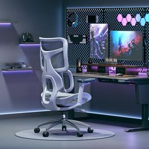 SIHOO S100 Ergonomic Office Chair, 6D Dynamic Lumbar Support, Adjustable Seat Depth, Ultra Soft 3D Armrests, Adjustable Backrest Home Office Chair, Big and Tall Computer Chair (White)