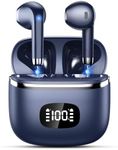 Wireless Earbuds Bluetooth Headphones 5.3 Bass Stereo Earphones, 40H Playtime Ear Buds with LED Power Display, Bluetooth Earbud with Noise Cancelling Mic IPX7 Waterproof Earbuds for iOS Android Blue