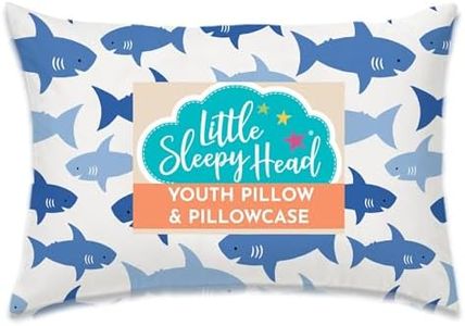 Youth Pillow with Pillowcase 16x22, Soft Jumbo Toddler Pillow, Kids Pillow & Hypoallergenic Pillow Case - Best Kids Pillows for Sleeping, Perfect Kids Travel Pillow (Fintastic Friends)