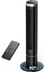 HIFRESH 110CM Tower Fan for Room, Touch & Remote, 4 Speed &4 Mode, 12H Timer, 25dB Quiet Operation, High Speed Bladeless Tower Fans for Home, 90° Oscillation Cover Room up to 25㎡,Low Power Consumption