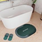 Kuber Industries Pack of 4 Oval Bathroom Mat | Soft Anti Skid Bath Mat | Non Woven Floor Mat for Home | Non-Slip Mat for Shower-Bathtub | HY087 | Dark Green