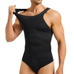 TAILONG Mens Shapewear Tummy Control Full Body Shaper Compression Slimming Bodysuit Sleeveless Undershirts Fajas Para Hombres, Black, Large