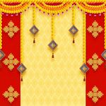 Dhara Pooja Decoration (8FT-8FT) Backdrop Cloth for Pooja Functions, Traditional Background Curtain Cloth for Festival -Washable Fabric