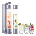 Sparkling Water Machine, Seltzer & Carbonator for Drinks, Soda Steaming Dispenser, Carbonator Machine with 2 BPA Free Bottles, Compatible with Screw-in 60L CO2 Cylinder(NOT Included), GREY