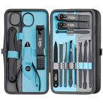 Beauté Secrets Professional Manicure Set 15 pcs,Stainless Steel Nail Clippers Scissors Cuticle Nipper Pedicure Tools Kit - Portable Travel Grooming Kit for Men and Women with Luxurious Case Blue