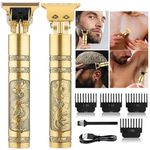 Quicknik Trimmer Men, Hair Clipper Cordless Dragon Style Electric Shaver for Beard, Hairs, Mustache and Face, Zero Gapped T-Blade Clippers with 4 Size Hair Guide Combs Perfect Men's Grooming Kit