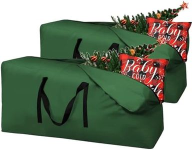 Christmas Tree Storage Bag Fits Up to 12 ft Tall Artificial Trees 420D Extra Large Heavy Duty Xmas Tree Bag Waterproof Tree Storage Bag with Zippers and Reinforced Handles 68" X 30" X 20"Green,2 Pack