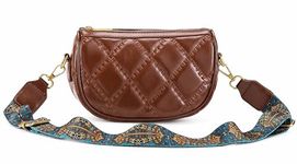 Diva Dale Quilted Crossbody Bag for Women, Adjustable Strap, Zipper Closure (Brown)