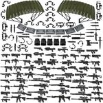 BrickBounty 400pcs Weapons Machine Guns Rifles Compatible with Major Brands, Minifigures Armor and Guns Toy-Soldiers and Police WW2 Modern SWAT Battle Ammo Belt Gas mask-Decations for Army-Men