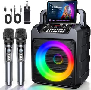 Dislocati Karaoke Machine with 2 Wireless Mics – Portable Bluetooth PA Speaker with Lights, TWS, USB, AUX for Home Party