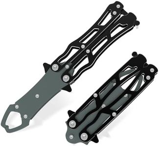 UEDGER Fish Lip Gripper Tool - Foldable Fishing Grabber Tools, Portable Lightweight Aluminium Alloy Fish Grips Pliers Hook Remover Accessories Gift for Men (Black-Navy)