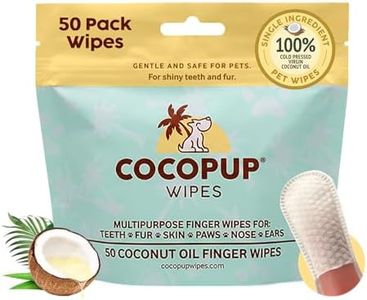 Cocopup Dog Teeth Cleaning Wipes | Pet Dental Finger Wipes | Dogs and Cats Tooth Cleaning Pads Plaque Remover Ear Nose Paws Fur Cleaners | Contains Coconut Oil | 3 Pack of 50