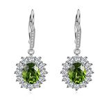 YFN August Birthstone Earrings Sterling Silver Green Peridot Oval Cut Drop Dangle Leverback Earrings Jewellery Gifts for Women (August)