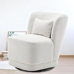 Canceluiz Swivel Barrel Chair, Small Swivel Accent Chair for Living Room,Comfy Modern Round Sherpa Vanity Chair for Hotel, Bedroom, Office, Lounge(White)