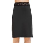 MANCYFIT Half Slips for Women Underskirt Short Mini Skirt with Floral Lace Waistband Black Medium