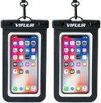 VIFUUR IPX8 Waterproof Phone Pouch Universal Cellphone Dry Bag Case Compatible for iPhone 15 14 13 12 Pro Max XS Plus Samsung Galaxy Phone Protector for Beach Diving Swimming -2 Pack Black/Black