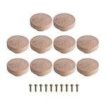 Home Accessory 50x25mm Wooden Hardware Round Pull Knobs for Cabinet Drawer Cupboard Cabinet Door Set of 10