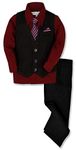 Johnnie Lene JL40 Pinstripe Boys Formal Dresswear Vest Set Black/Wine 24 Months