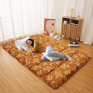 GarveeHome Japanese Futon Mattress, Full Size Futon Floor Mattress Japanese Style Floral Pattern Mattress for Floor, Tatami Mat, Sleeping Mattress Pad for Camping Travel, Bouquet