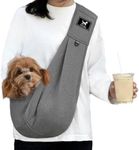 PAWPUBBY Dog & Cat Sling for Small and Medium Pets Up to 15 lbs with Comfortable Adjustable Padded Shoulder, Velcro and Safety Buckle, Breathable Soft Material Carrier (Dark Gray, Medium)