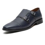 LOUIS STITCH Men's Formal Shoes | Italian Leather Double Monk Strap Handcrafted | Stylish Lace-Up Business, Formal, Blue | UK Size 9 (RXDM)