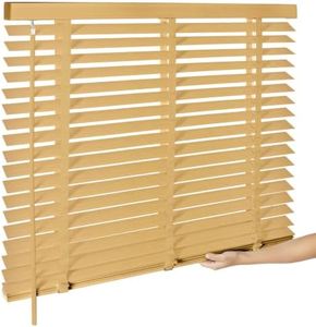 BAYUE 2" Cordless Real Wood Blinds for Indoor Windows, Natural, 72"W x 72"H