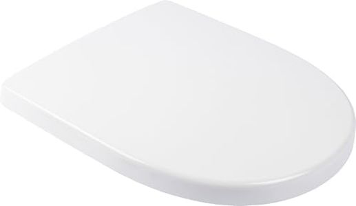 Calmwaters® Antibakterieller WC Sitz für Keramag iCon 204000 & 204060, D-Form mit Absenkautomatik, überlappend, aus Duroplast, Weiß - 26LP5381