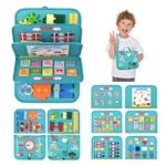 VISATOR Busy Board Montessori Toys For 1 2 3 4 5 6 Year Old Girls Boys Sensory Toys For Toddlers Preschool Educational Learning Toys Activity Board For Fine Motor Skills Kids Gifts Airplane Car Toys