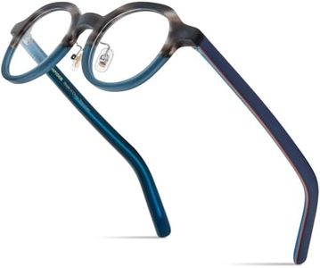 HEPIDEM Multicolor Acetate Glasses Frame Women Vintage Round Eyeglasses Men Optical Spectacles 9270, 9368 Blue