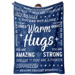 Get Well Soon Gifts for Men Women, Warm Hug Blanket with Inspirational Words, Feel Better After Surgery Gifts, Cancer Care Gifts for Women, Comfort Soft Healing Blanket 60"x50", Blue