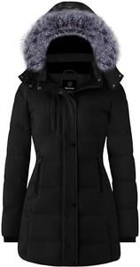 Wantdo Women's Long Winter Jacket Padded Parka Jacket Warm Puffer Coats Black XL