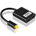 Microware Digital Optical Fiber Splitter 1 in 2 Out Optic Audio Splitter Fiber Optical Cable Splitter-Black