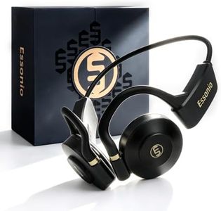 Essonio Open Ear Headphones - Ultra Deep Bass Wireless Bluetooth Air Conduction Headphones 3-Level Deep Bass Ultra-Wideband ANC 20H Play Multi-Point Connect Clear Call for Sports Work Black